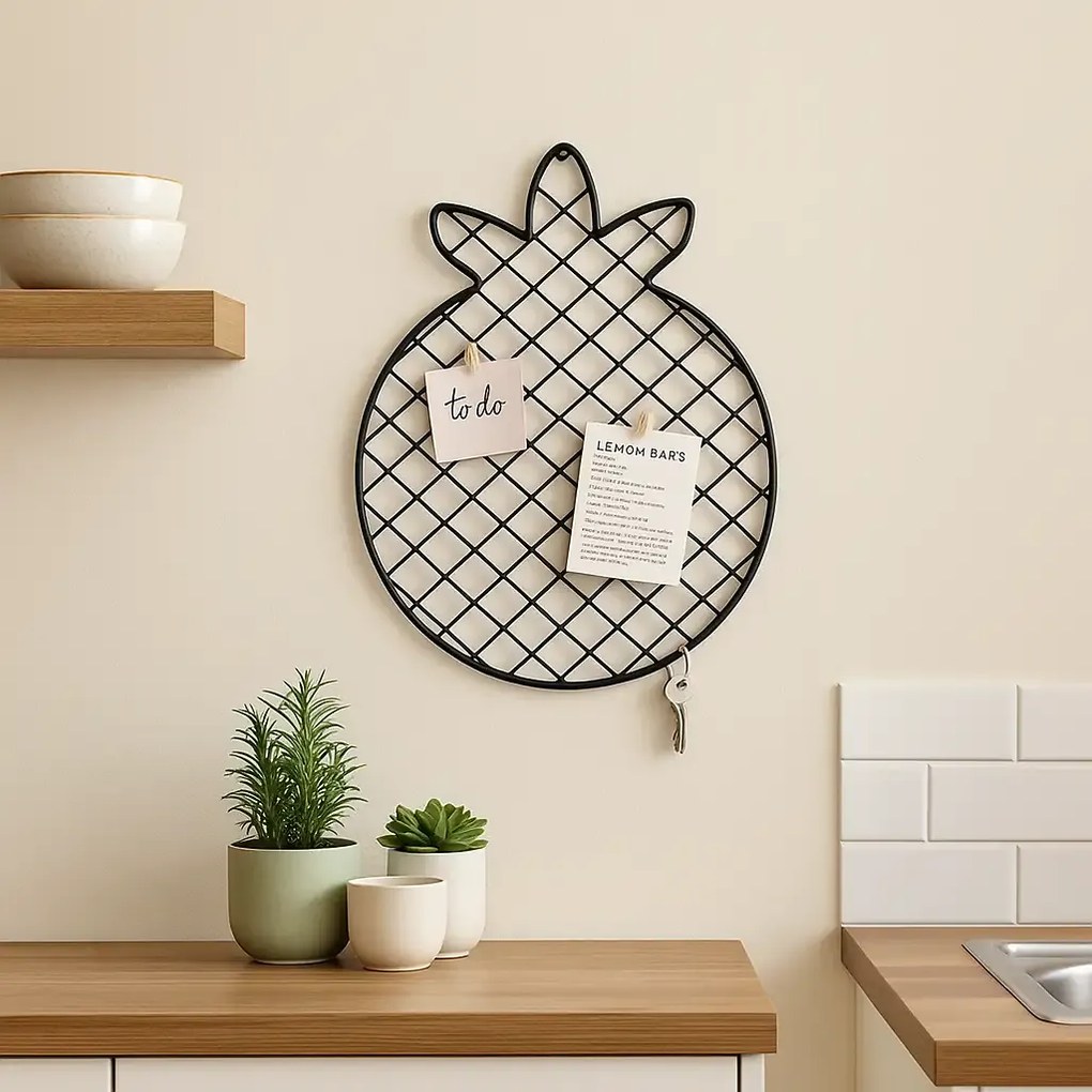 set 2 bucati Panou foto metalic , Ananas Homs, 47 x 36 cm, negru