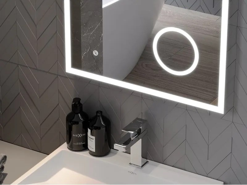 Mexen Kala oglindă de baie iluminată cu oglindă cosmetică 60 x 80 cm, LED 6000K, antiaburire - 9820-060-080-611-00