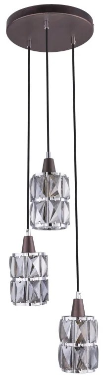 Lustra moderna cu 3 pendule WOLLI bronz/fumuriu 15761-3 GL