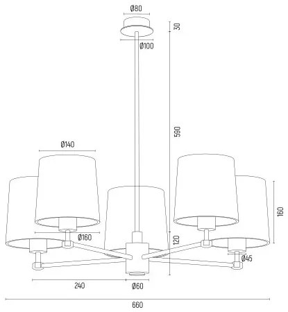 Candelabru 5 brate modern PRINCETON bej