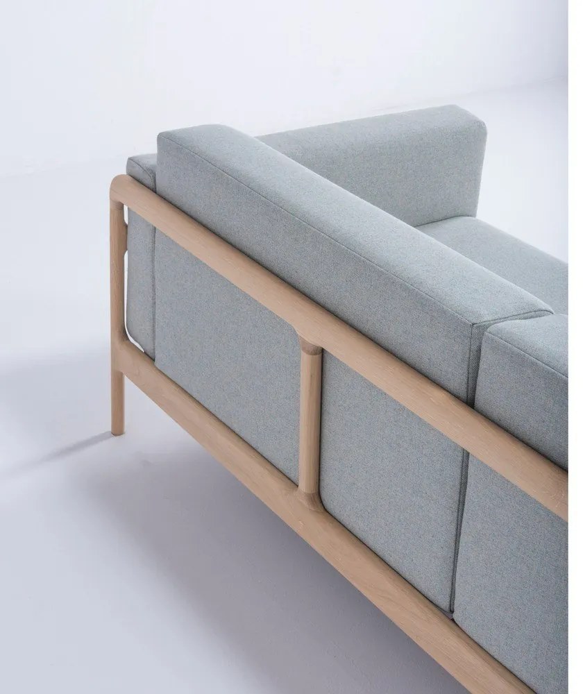 Canapea cu structură din lemn de stejar Gazzda Fawn Plus, 240 cm, albastru - gri