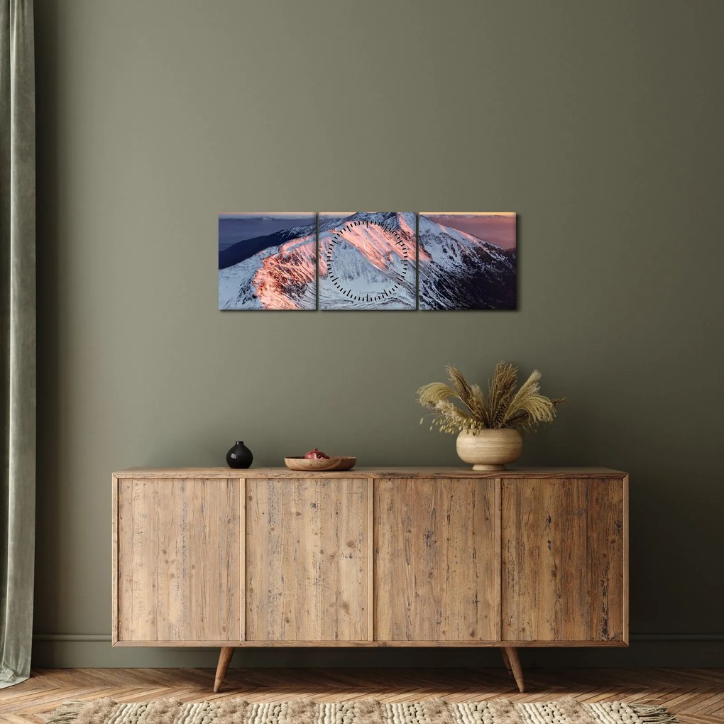 Tablou - Panoramă montană de iarnă II. (cu ceas) (90x30 cm)