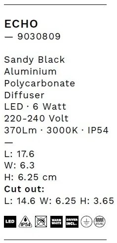 Spot LED incastrabil iluminat exterior ambiental IP54 ECHO negru