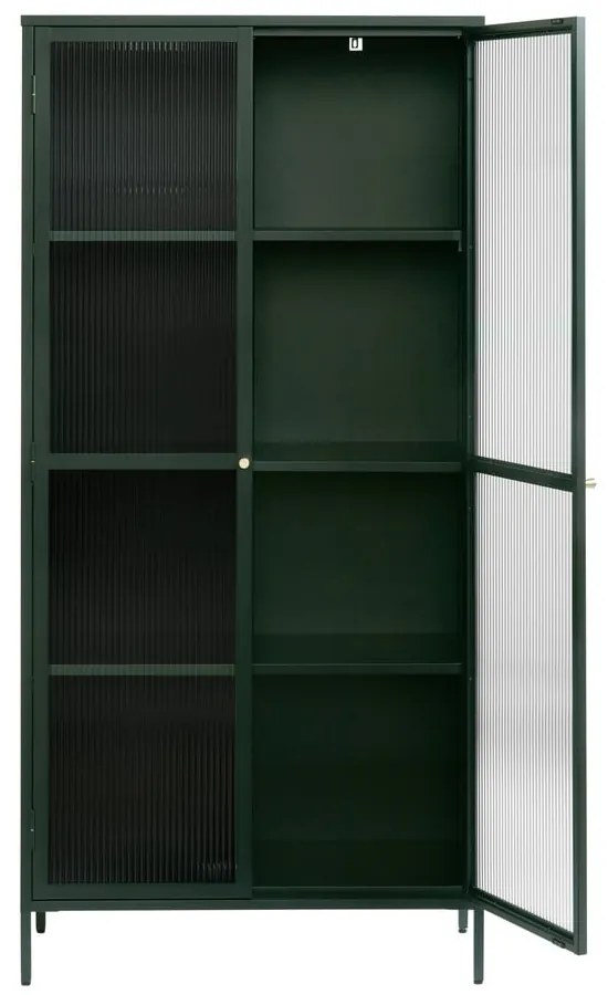 Vitrină verde-închis din metal 90x190 cm Bronco – Unique Furniture