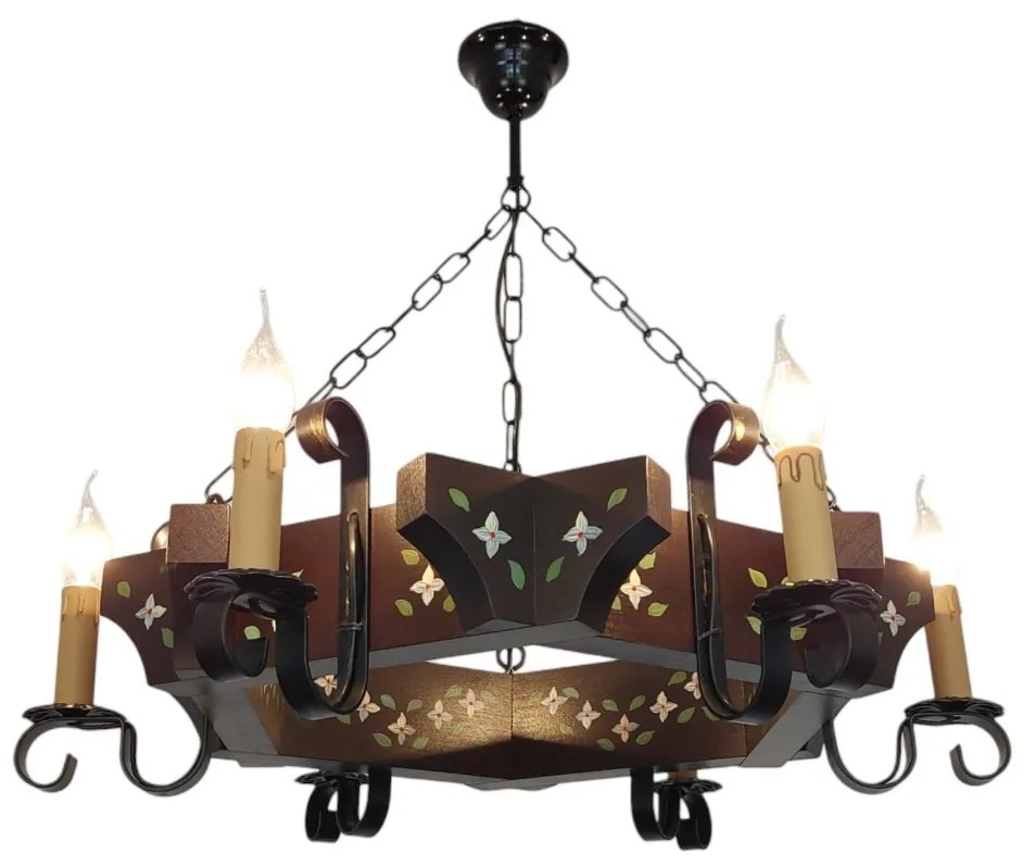Candelabru fabricat manual din lemn pictat Queen 6L