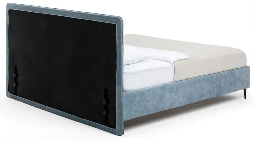Pat matrimonial albastru tapițat cu somieră 160x200 cm Noira Slim – Bonami Selection