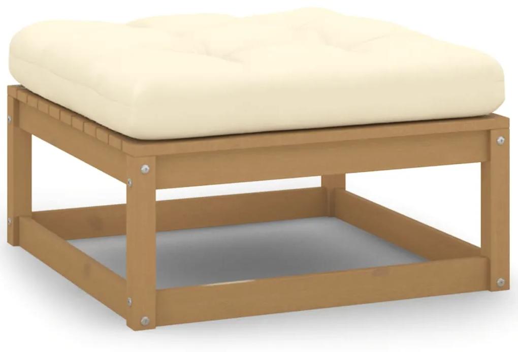 Set mobilier de gradina cu perne, 3 piese, lemn masiv de pin maro miere, 1