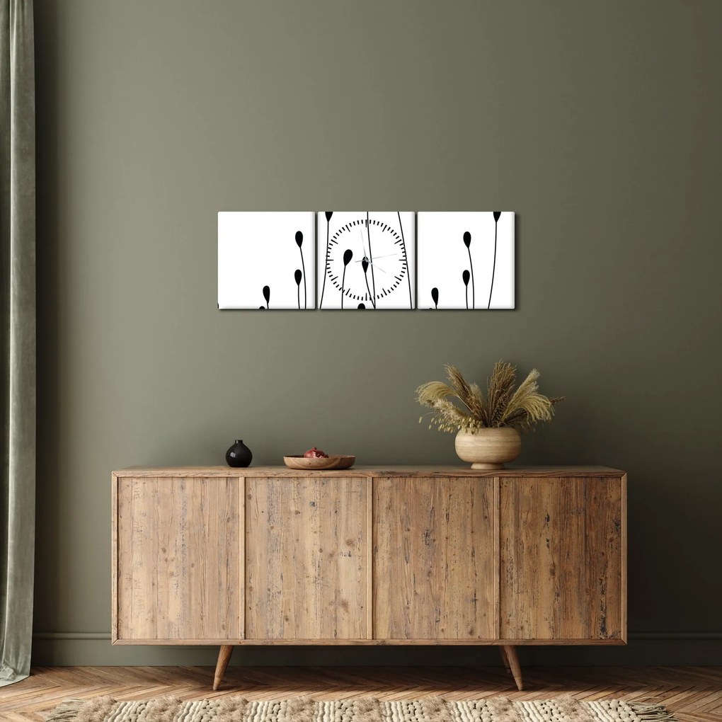 Tablou - Pajiște grafică N⁰1 (cu ceas) (90x30 cm)