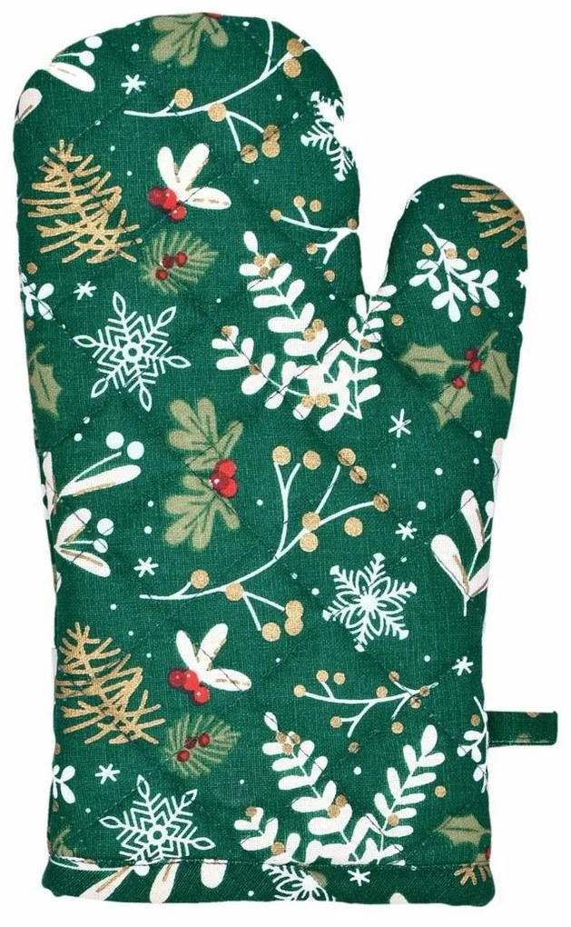 Mănușă de bucătărie Crăciun verde, 18 x 28 cm