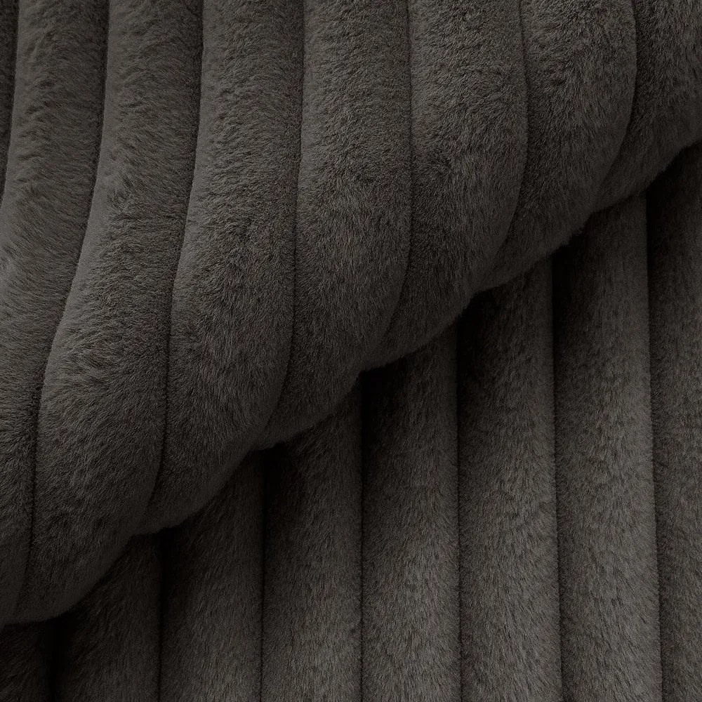 Colțar gri închis cu tapițerie din catifea reiată (cu colț pe partea stângă/în formă de "U") Justin – Ropez