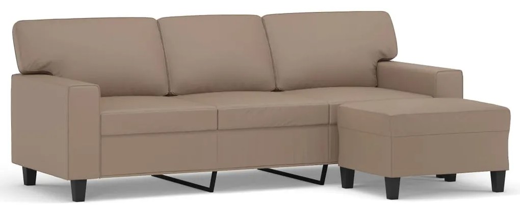 3153556 vidaXL Canapea cu 3 locuri / taburet cappuccino 180 cm piele ecologică