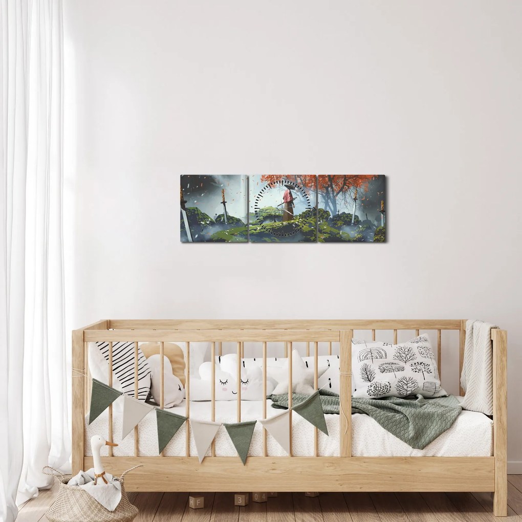 Tablou - Ilustrație a Grădinii de săbii (cu ceas) (90x30 cm)