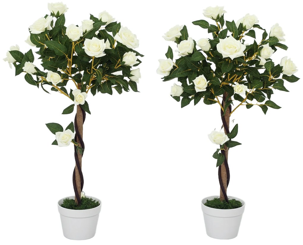 Outsunny Arbore artificial, plantă artificială în ghiveci de ciment, plantă artificială | Aosom Romania