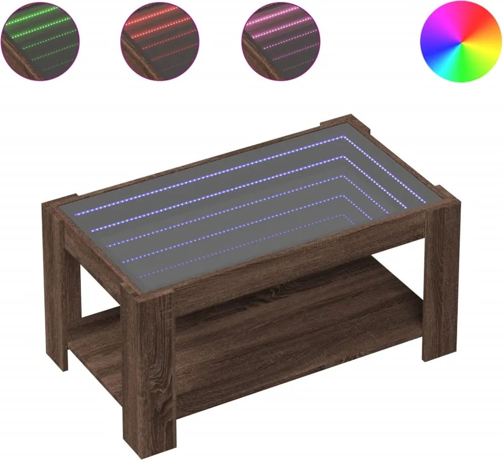 vidaXL Măsuță de cafea cu LED stejar maro 93x53x45 cm lemn prelucrat