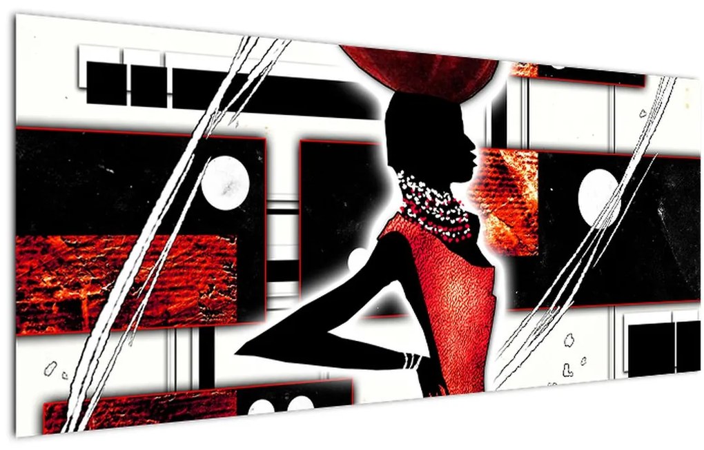 Tablou picuturii cu damă străveche (120x50 cm)