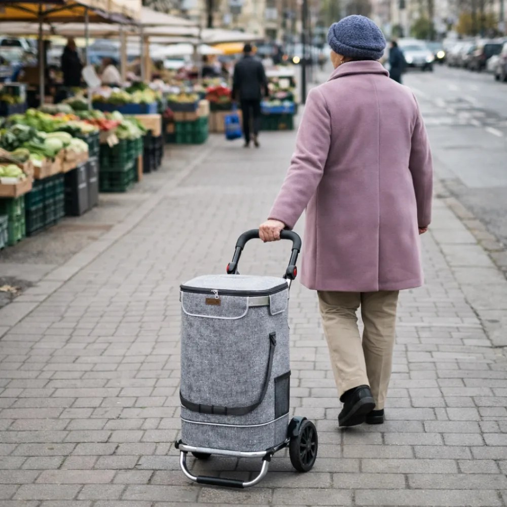 Geantă de cumpărături pe roți EASY, 50L, gri Monzana