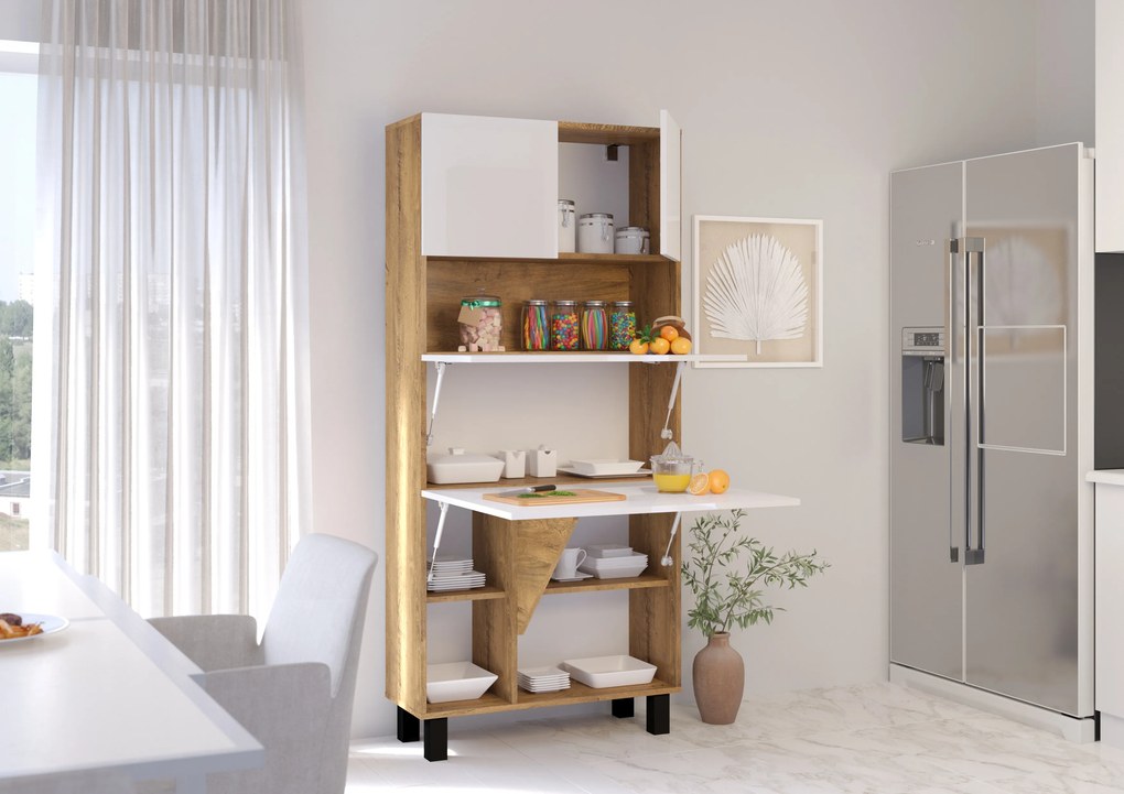 Masă PC Home (alb lucios + Stejar burgund). 1124936