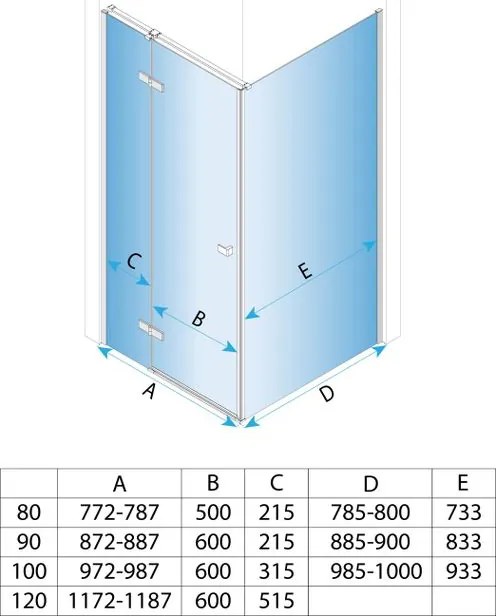 Cabina de dus Rea Atlas 80x100 cu deschidere pe dreapta crom