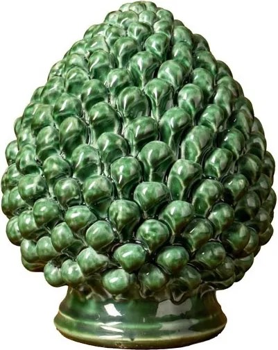Sculptură decorativă din ceramică, formă de anghinare, verde antichizat, 24 × 19.5 cm, „Artichoke"