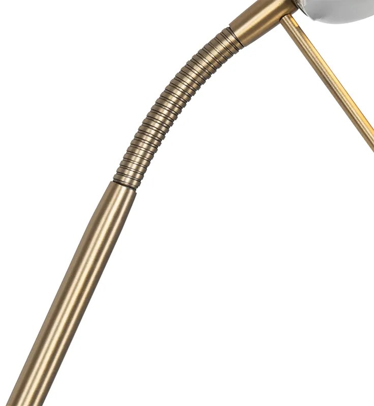 Lampă de podea modernă bronz cu lampă de citit incluzând LED dim to warm - Diva