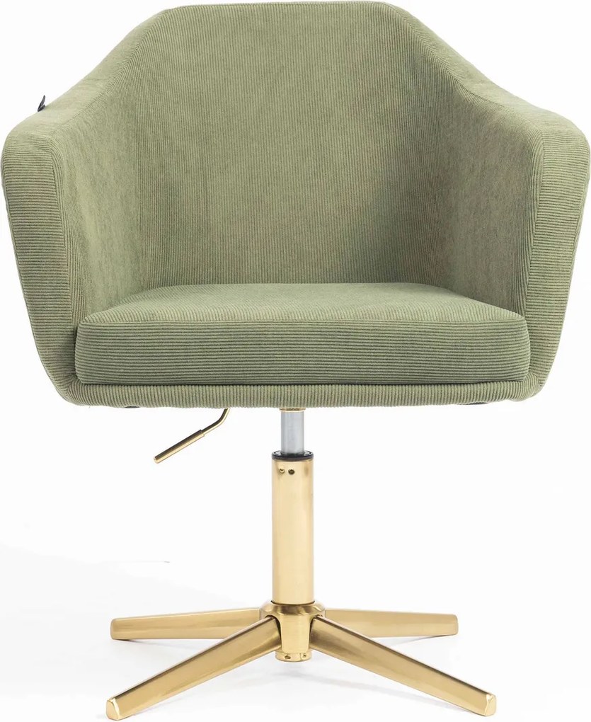 HR832CROSS Scaun Catifea Reiată Premium culoare verde salvie cu Bază Aurie