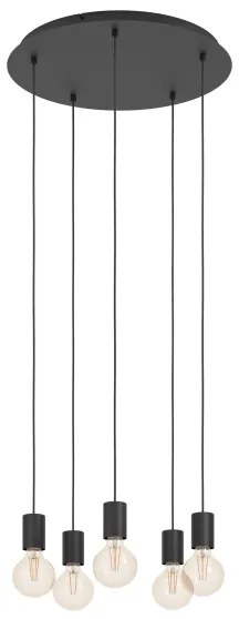 Lustră pe cablu Eglo 390267 HUEBRO 5xE27/40W/230V negru