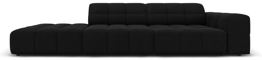 Canapea Jennifer cu colt pe partea stanga si tapiterie din catifea, negru