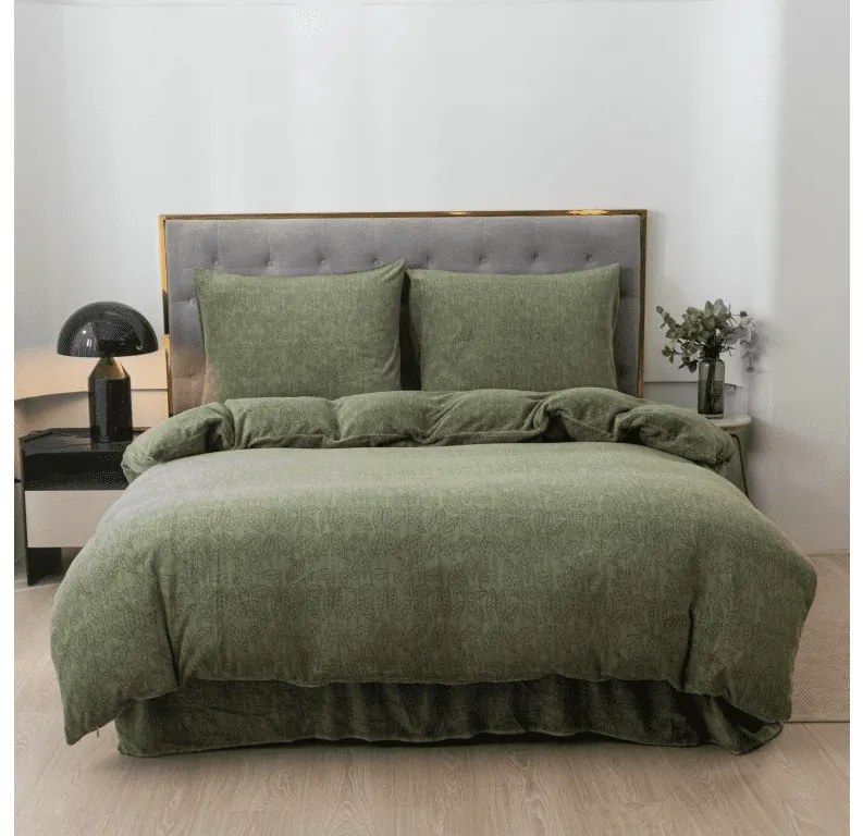 Lenjerie de pat microplus GRENA verde Dimensiune lenjerie de pat: 2 buc 70 x 90 cm | 200 x 220 cm