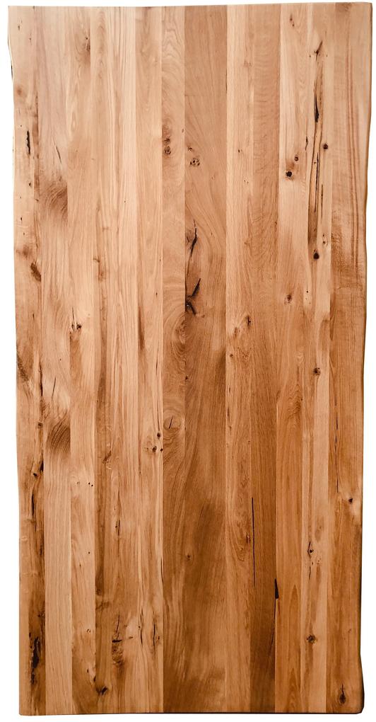 Masa dreptunghiulara din lemn de stejar cu cadru metalic negru 200x100 cm