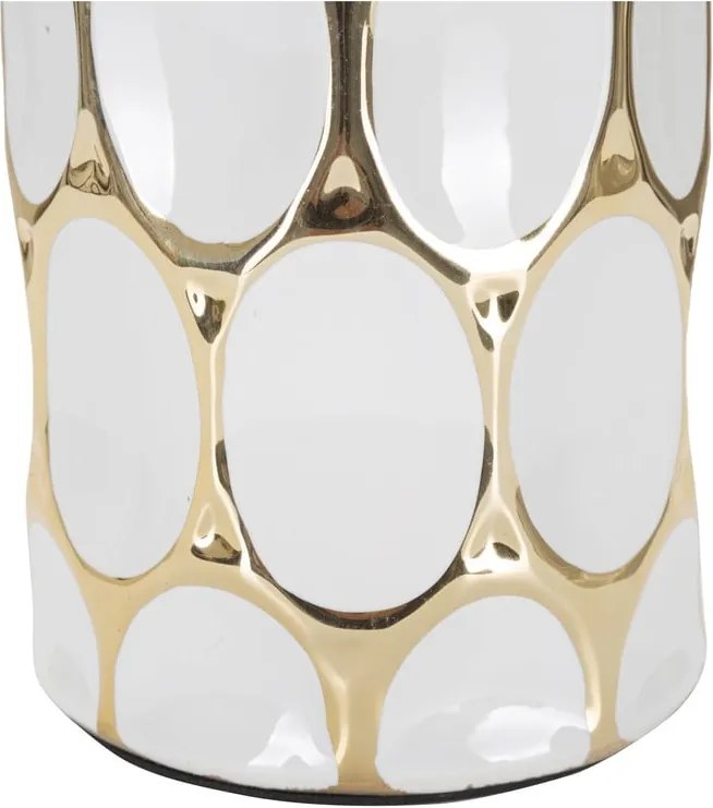 Veioză albă-aurie din ceramică cu abajur textil (înălțime 56 cm) Glam Carv – Mauro Ferretti