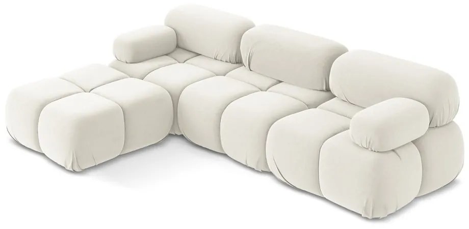 Colțar modular alb cu tapițerie din catifea Lokua – Makamii