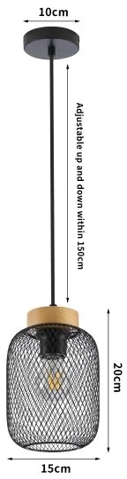 Brilagi - Lustră suspendată pe cablu BASKLITE 1xE27/15W/230V, lemn/negru