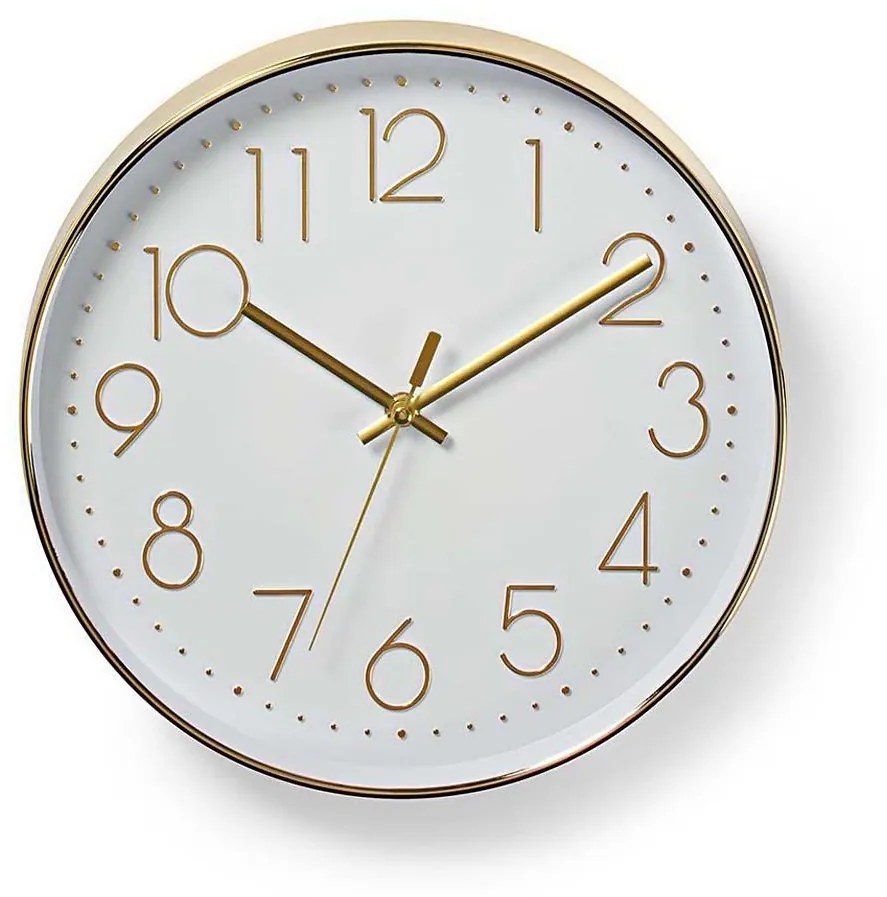 Ceas de perete Nedis CLWA015PC30GD 1xAA alb/auriu