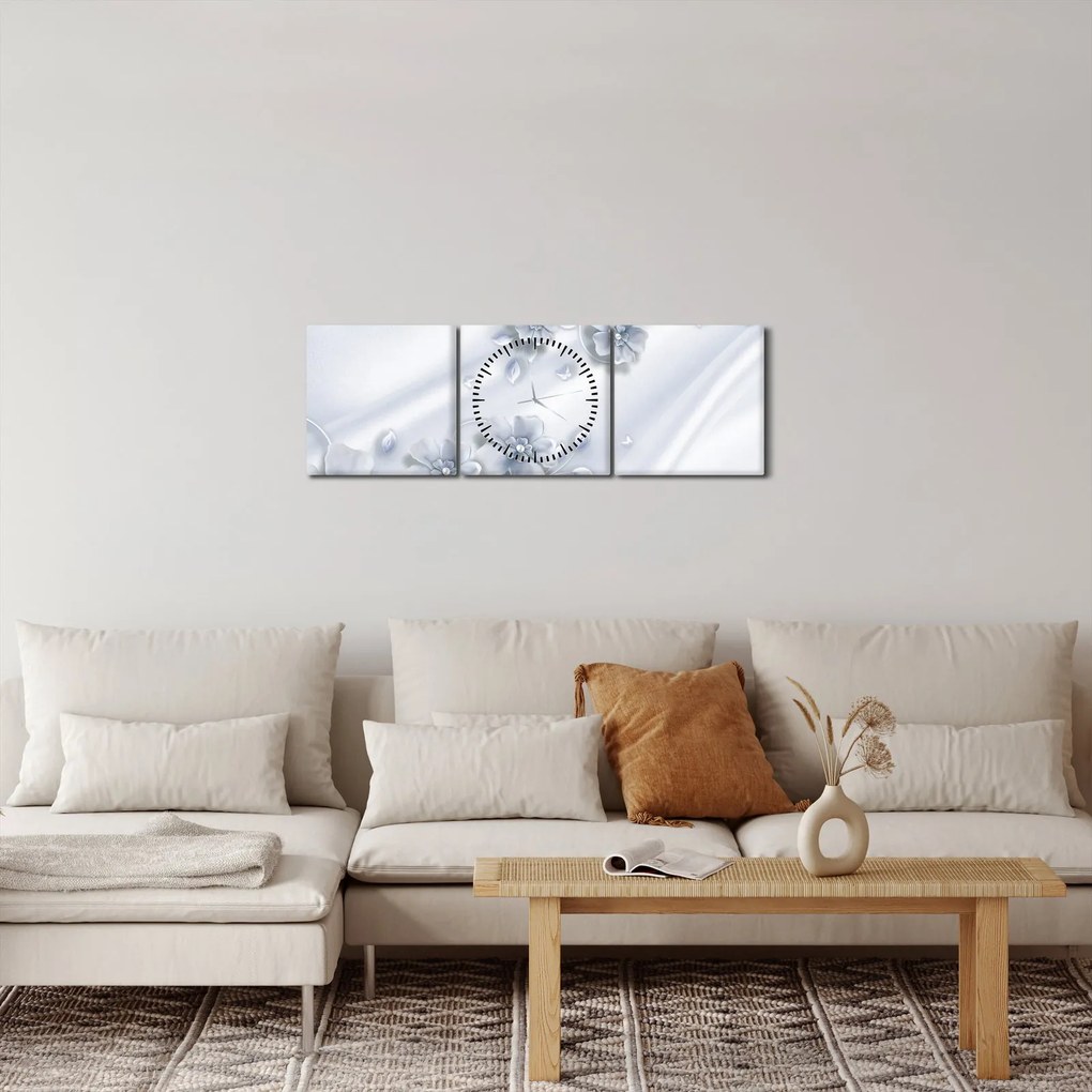Tablou - Design flori (cu ceas) (90x30 cm)