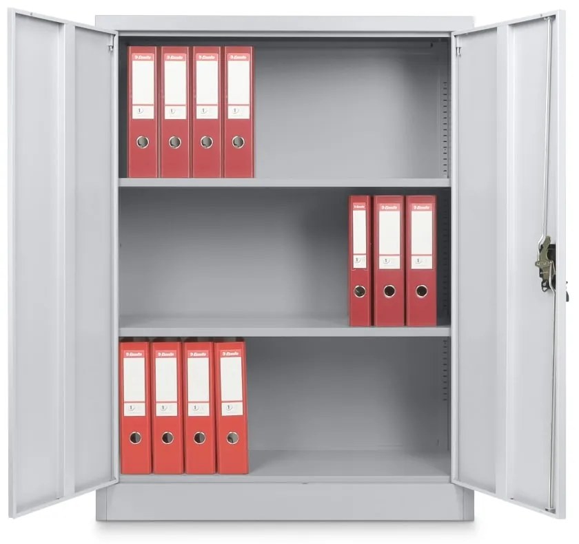 Dulap metalic universal mediu 90 x 40 x 120 cm, încuietoare cilindru, gri deschis - ral 7035