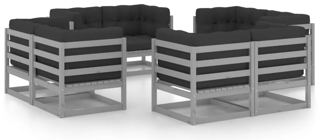 vidaXL Set mobilier de grădină cu perne, 8 piese, lemn masiv de pin