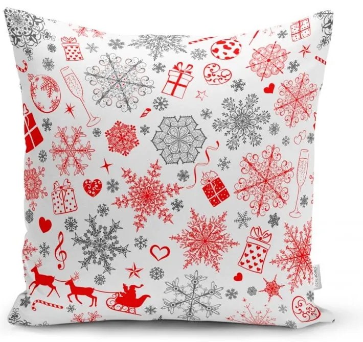 Set 4 fețe de pernă și un napron de masă cu model de Crăciun Minimalist Cushion Covers Snowflakes