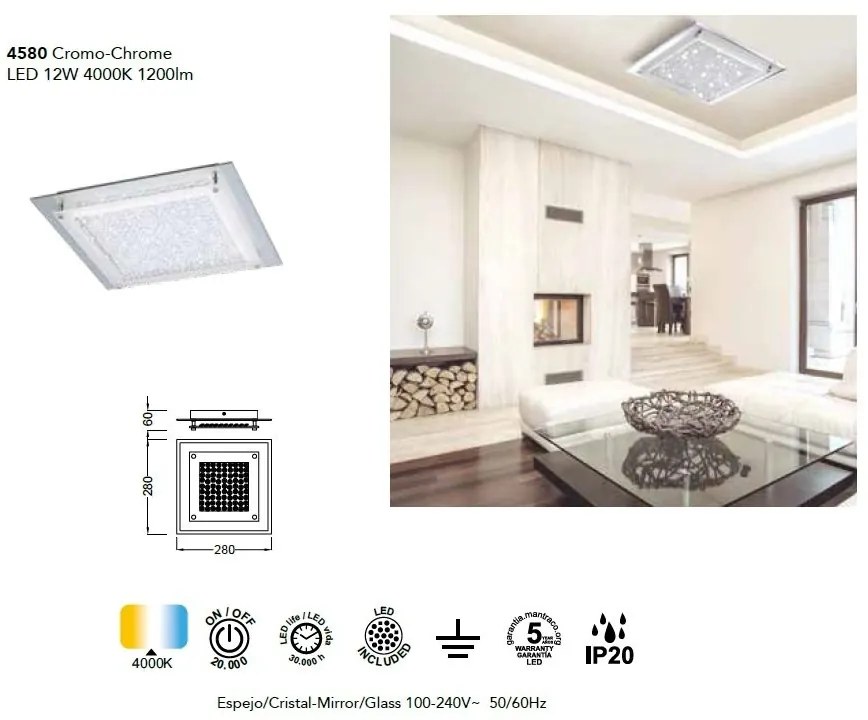 Plafoniera LED design elegant CRYSTAL LED 36x36cm