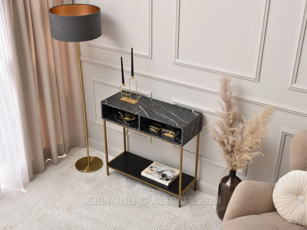 Măsuță consolă Frey (negru + auriu). Promo -20%. 1110804