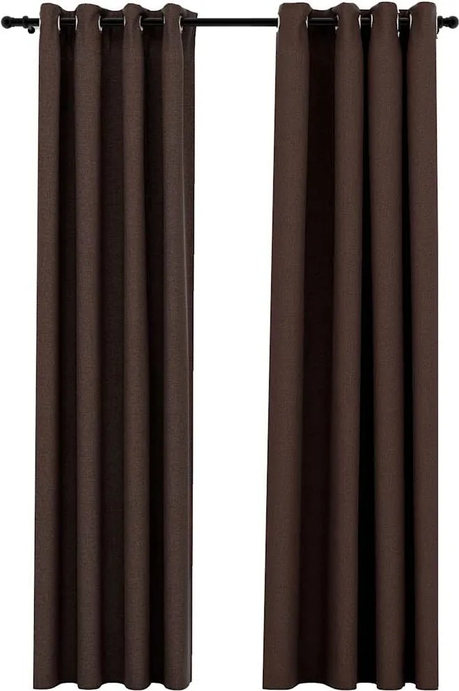 vidaXL Perdele opace, aspect pânză, ocheți, 2 buc., taupe, 140x245 cm