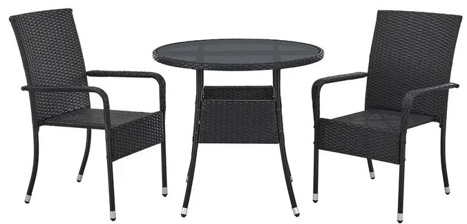 Juskys Masa rotunda Yoro Ø80 cm din ratan - negru