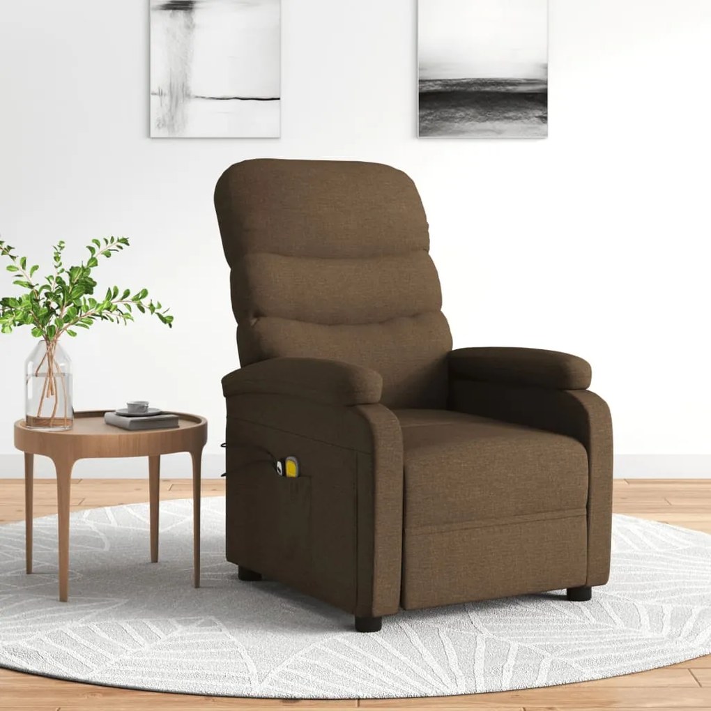 3073698 vidaXL Fotoliu de masaj electric, maro, material textil
