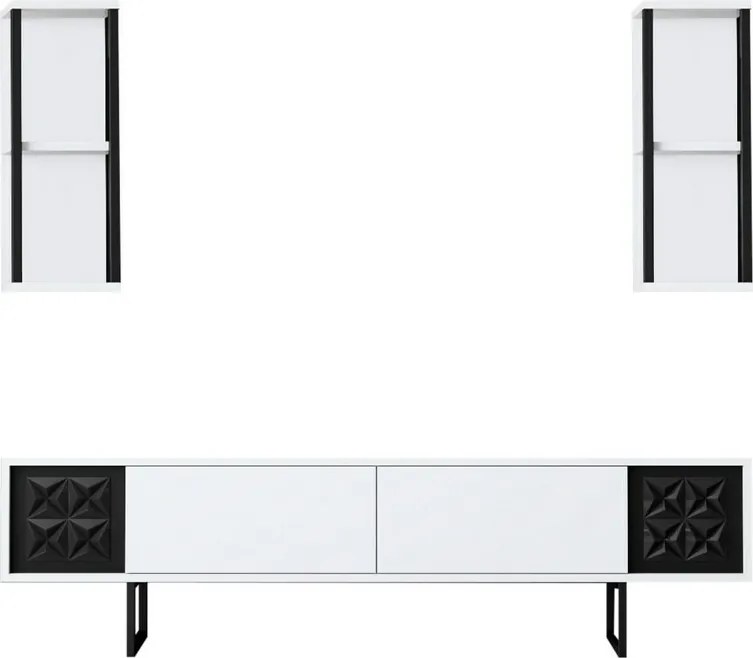 Măsuță TV cu rafturi Line White and Black