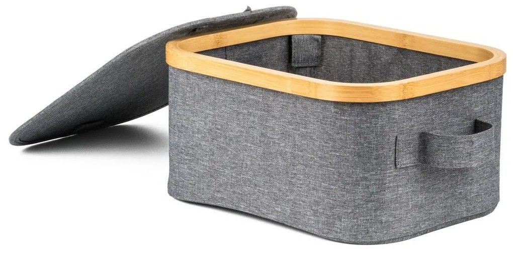 Cutie de depozitare G21 24 x 30 x 15 cm, dinbambus cu capac, gri