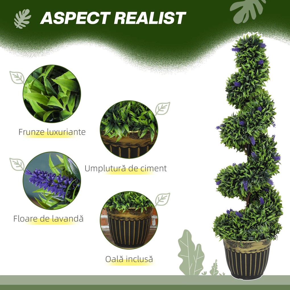HOMCOM Set de Două Plante Artificiale Lavandă 90cm | Aosom Romania
