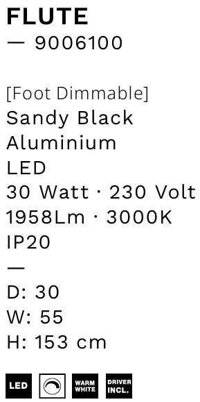 Lampadar, lampa de podea LED Flute negru