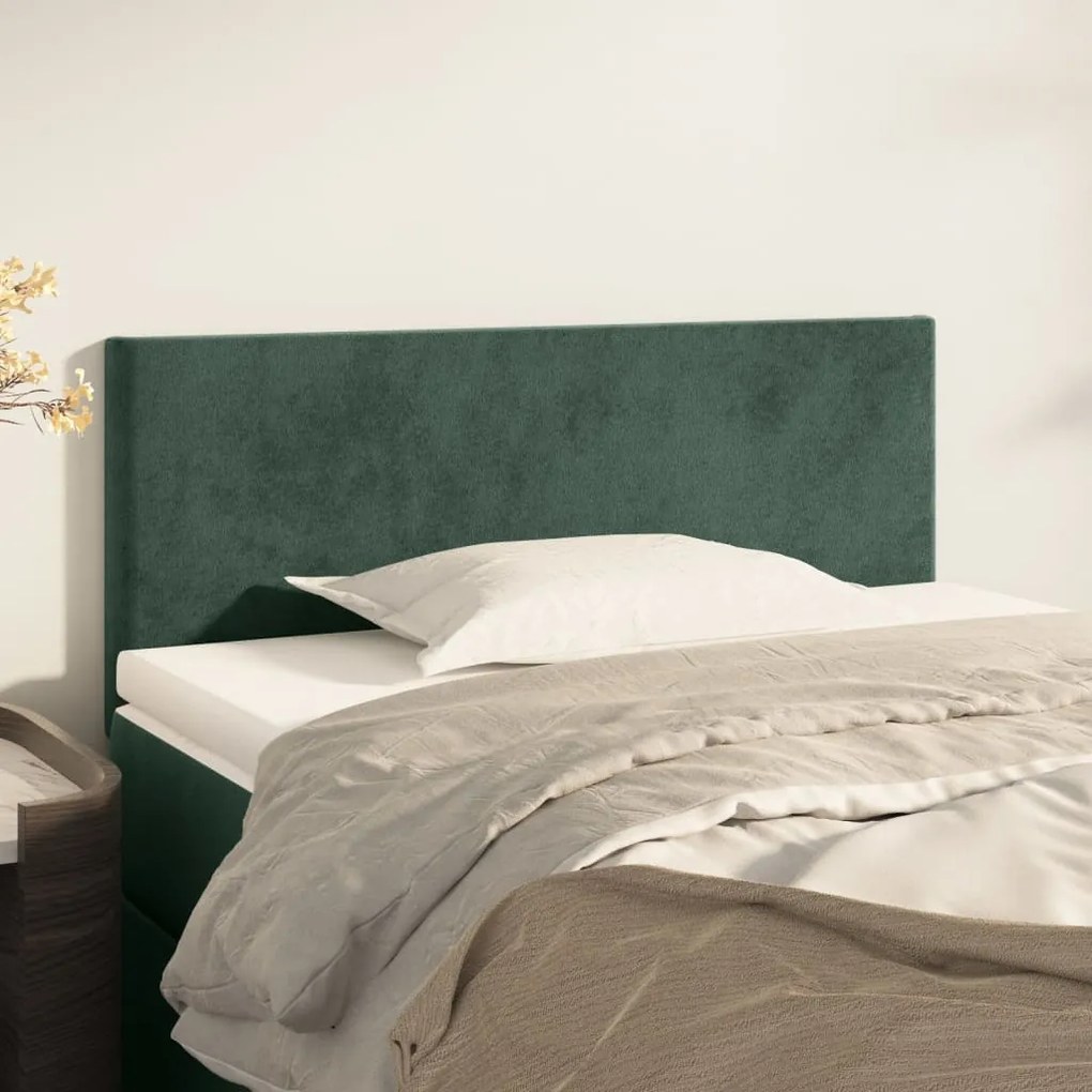 vidaXL Tăblie de pat, verde închis, 100x5x78/88 cm, catifea