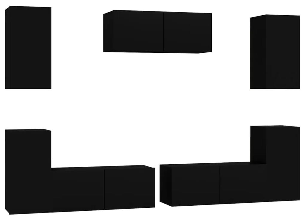 3114303 vidaXL Set dulap TV, 7 piese, negru, lemn prelucrat