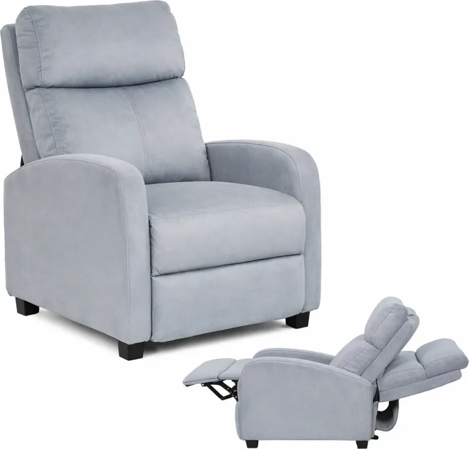 Fotoliu de relaxare, Spatar Rabatabil 135°, Suport picioare extensibil, Catifea, Gri Velvet-39