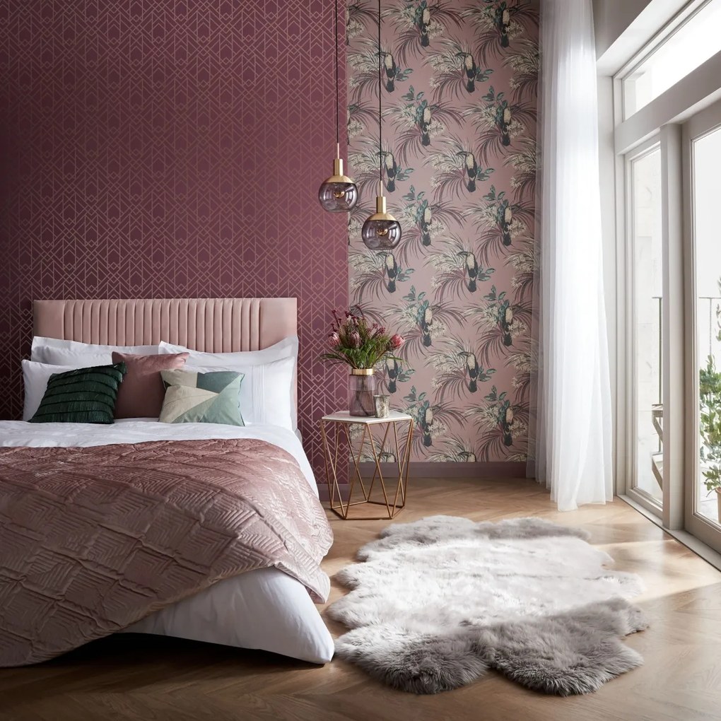 Tapet, Metro, Cassis Purple Luxury Geometric, 1838 Wallcoverings, 5.3mp / rola